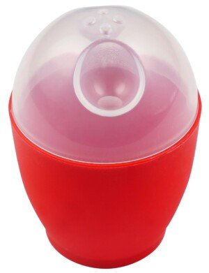 Egg Cooker - Red with Clear Lid