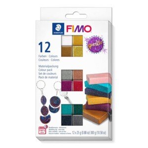 STAEDTLER Polymer Modelling Clay - FIMO Effect - Oven Bake Clay - Assorted Pack, Sparkle Colours - Pack of 12 x 25g, 8013 C12-4