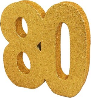Number 80 Glitter Table Decoration Gold| Table Centrepiece | Table Decorations Centrepiece | 80th Birthday Decorations | Pack of 1 | 20cm |H109