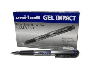 uni-ball - Gel Impact,Blue Ink, Broad Nib, Rollerball Gel Pens (12pc Set) - Smooth, Comfortable, Long Lasting, Japanese Quality, for School, Work, Office, Study, Teacher, Notes, Journal, Gift