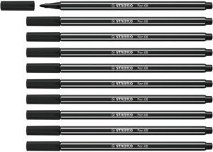 STABILO Pen 68 - Premium Fibre-Tip Pen - Pack of 10 - Black