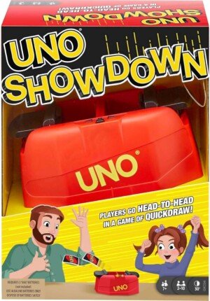 UNO Showdown Quick Draw Family Card Game with 112 Cards & UNO Showdown Unit for Ages 7 Years Old & Up, Gift for Kid, Adult Game Night, GKC04