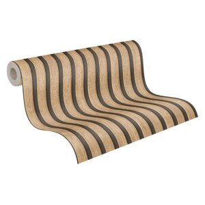 A.S. Création Wood Look Beige Brown Wallpaper 391091 - Acoustic Panels Wallpaper Wooden Wall 10,05m x 0,53m x PintWalls II - Made in Germany