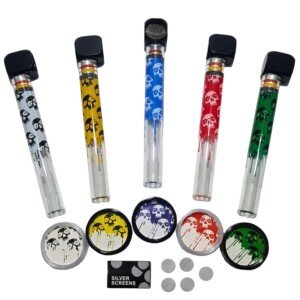 1 Pcs Metal & Borosilicate Glass 13 cm Mini Smoking Pipe Hookah + Crusher + Mesh, Clear Assorted Colors, Dismantleable Detachable & Easy to Clean