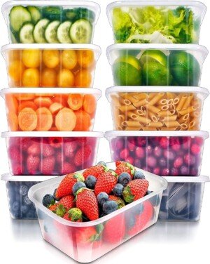 KAHEIGN 25Pcs Food Storage Containers, 1000ml Reusable Plastic Meal Prep Boxes BPA Free Leakproof Takeaway Deli Containers with Airtight lids - Freezer and Dishwasher Safe Microwavable