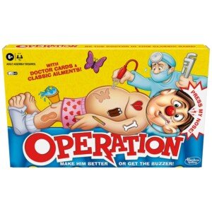 Operation Electronic Board Game with Doctor Cards and Funny Ailments, 1+ Player, Funny Kids' Games, for Boys & Girls aged 6 Plus