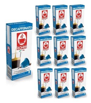 Bonini Coffee Pods, Nespresso Compatible DECAF Coffee Pods, 10 Packs Decaffeinated Capsules/Pods. Each Pack 10 Pods Total 100 Pods. 100% Italian coffee