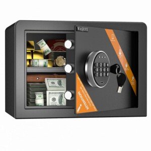 WASJOYE Safe Box, Money Safe Lock Box with Electronic Digital Keypad, Cabinet Security Safe with Keys for Home Office Hotel Business Jewelry Gun Cash Use Storage,19L