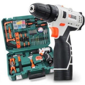 Hi-Spec Tool Box Kit with 12V Cordless Drill 109 Pc. Toolbox for Electric Screwdriving with Hand Tools and Drill Bit Set for Home Repair and Maintenance in a Compact Carry Case