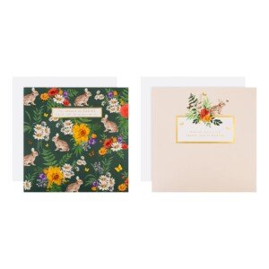 Hallmark Easter Card Multipack, Pack of 10 Easter Cards, Floral with Rabbits Design, Green, White, Pink
