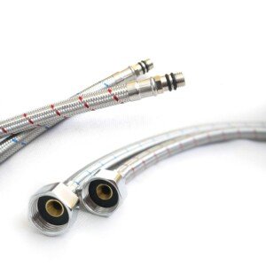 Xcel Home 2X M10 1/2 BSP 500mm Long Flexible Pipe Connectors - Kitchen/Basin Monobloc Mixer Tap Connectors - Rust, Corrosion, and Lead-Free 304 Stainless Steel Flexi Pipe Tails with Long Male Ends