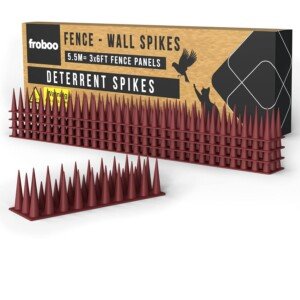 Wall and Fence Spikes - Plastic Bird Spikes for Pigeons - Deterrent to Stop Birds and Cats Sitting on Fence - Anti Climb Spikes (5.5M - 2.5 to 3.5cm Tall Spikes) Protects 3 x 6 FT Fence Panels