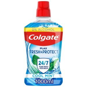 Colgate Plax Cool Mint Mouthwash 1L | Fresh Breath mouthwash | Instant Long-Lasting Freshness | no Burn Experience | 24/7 Plaque Protection When Used Twice Daily | clinically Tested by Dentists