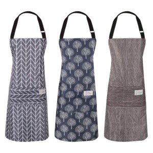 3 PCS Women Apron with Pockets Adjustable Cooking Aprons PVC Waterproof Kitchen Bib Apron for Kitchen Cooking Baking Household Cleaning