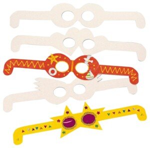 Baker Ross ET608 Design Your Own Glasses, Blanks for Kids to Paint and Decorate for Arts and Crafts Activities (Pack of 12), White, 35cm