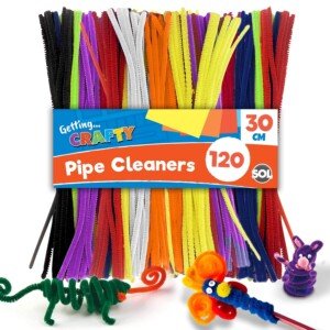 SOL 120pk Long Pipe Cleaners 30cm in Assorted Colours - Flexible Pipecleaners Chenille Stems for DIY Arts & Crafts - Soft and Bendable - Ideal for Kids' Creative Projects, School, and Playtime Fun