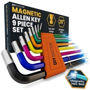 DIY Doctor Hex Key Set with Magnetic Ball-End – 9pc Allen Key Set 1.5–10mm – Colour Coded Long Arm CRV Steel – Metric Alan Keys for Bike, Home & Furniture Repairs