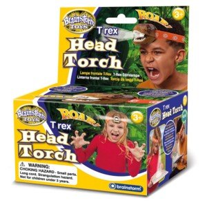 Brainstorm Toys Kids T-Rex Head Torch with Roar Sound – 2-Angle Dinosaur Headlamp for Outdoor Adventure and Bedtime Reading