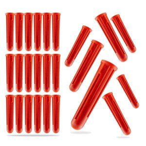 60 Red Rawl Plugs Screw Fixing Wall Expansion Raw Plugs Brick Stone Concrete
