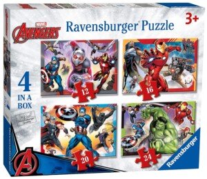 Ravensburger Marvel Avengers 4 In Box (12, 16, 20, 24 Pieces) Jigsaw Puzzles Kids Age 3 Years Up