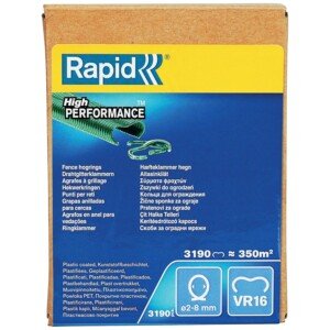 Rapid VR16 Galvanized Fence Hogrings with Green PET Coating, Suitable for 2-8 mm Netting Wire, Ideal for Securing Cages and Fencing, 3190 Pieces, Boxed (40108809)