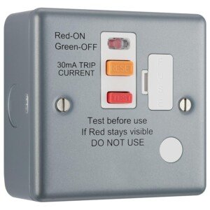 Front view of the British General BG Electrical Unswitched Fused Spur Connection Unit, showcasing its industrial flat profile and steel fini