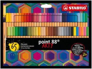 STABILO point 88 - Fineliner - ARTY - Pack of 65 - Assorted Colours
