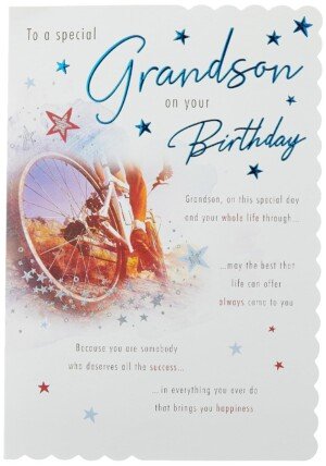 Piccadilly Greetings Traditional Birthday Card Grandson - 9 x 6 inches,red|grey|blue|pink