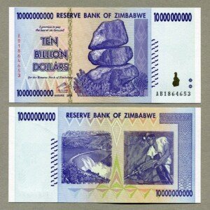 RBZ Collectibles Zimbabwe 10 Billion Dollars 2008 Toy Banknote, Adult Theme, Paper Material