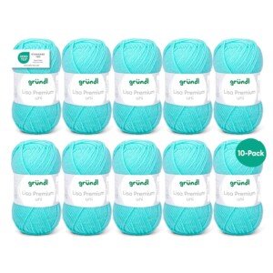 Gründl 760-07 Lisa Premium wool, polyacrylic, pastel turquoise, 32 x 27 x 6 cm, pack of 10