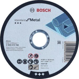 Bosch Professional 1x Standard for Metal Straight Cutting Disc (for sheet metal, steel, Ø 115 x 1 x 22.23 mm, Accessories Angle Grinders)
