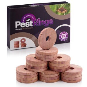 Pest Rings 24Pcs Cedar Rings, Moth Repellent for wardrobes, Drawers & Clothes Storage, Cedarwood Moth Repellent, Humane Replacement Moth Killer