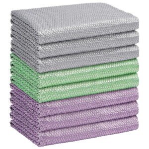 HOMEXCEL Microfiber Glass Cleaning Cloths-8PK, Lint Free Window Cleaning Cloth, Glasses, Mirrors, Screens, Stainless Steel, Premium Microfiber Wipes for Cleaning, Glass and Window Cleaner,30 x 30 cm