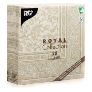 Papstar 11681 50 Serviettes ROYAL Collection 1/4 Fold 40 x 40 cm, Ornaments, Champagne