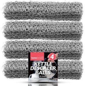 SOL 4pk Kettle Descaler Balls, Reusable Limescale Remover, Durable Stainless Steel Wire Ball & Prevent Furring & Prolong Appliance Lifespan, Easy to Use to Remove Grease, Stains & Grime