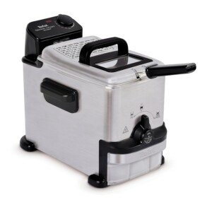Tefal Oleoclean Compact, 2L Oil Capacity, Patented Filtration System, Easy to Clean, 0.8kg, 3 Portions, 1600W, Stainless Steel with Removable Grey Oil Box - FR701640