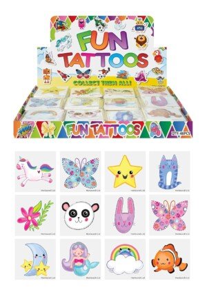 Henbrandt 24 x Cute Temporary Tattoos Children's Birthday Loot Party Bag Filler