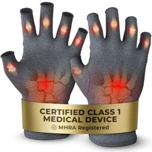 iMedic Arthritis Gloves for Men & Women - Class 1 Medical Device - MHRA Registered – Large Fingerless Compression Gloves for Everyday Use – Relieve Arthritis Pain & Improve Mobility - Grey